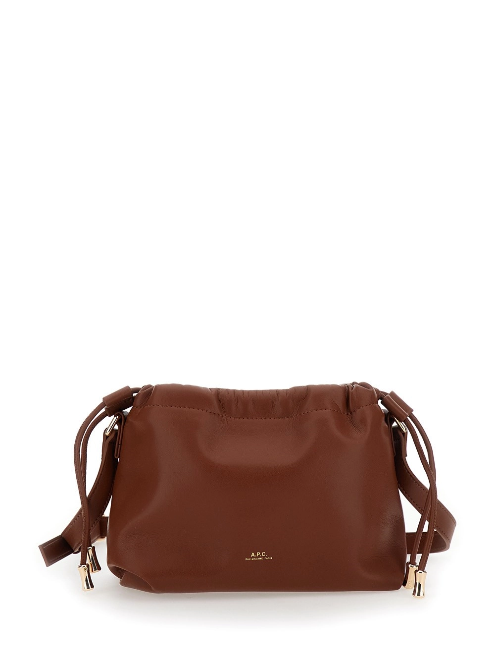A.P.C. Borsa a Tracolla 'Ninon Mini' con Logo Inciso sul Fronte e Tracolla Regolabile in Ecopelle Marrone Donna