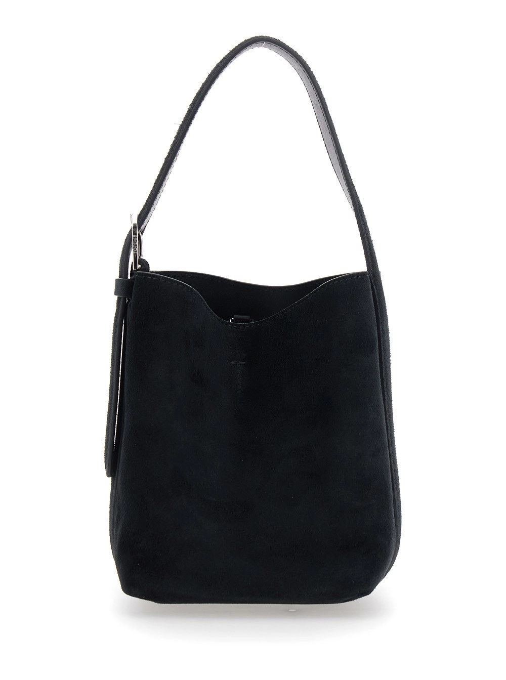 Toteme Borsa Petite Belted suede tote in suede nero donna