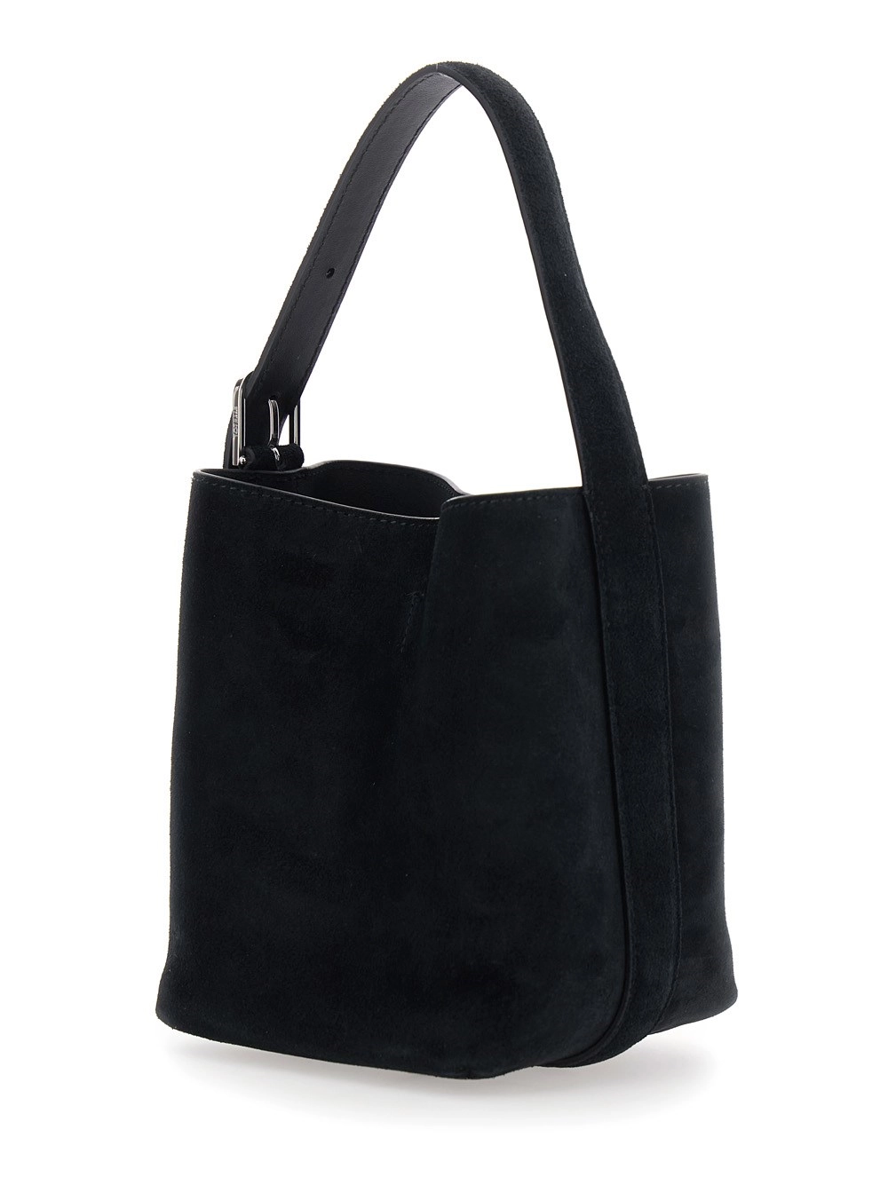 Toteme Borsa Petite Belted suede tote in suede nero donna, view 2