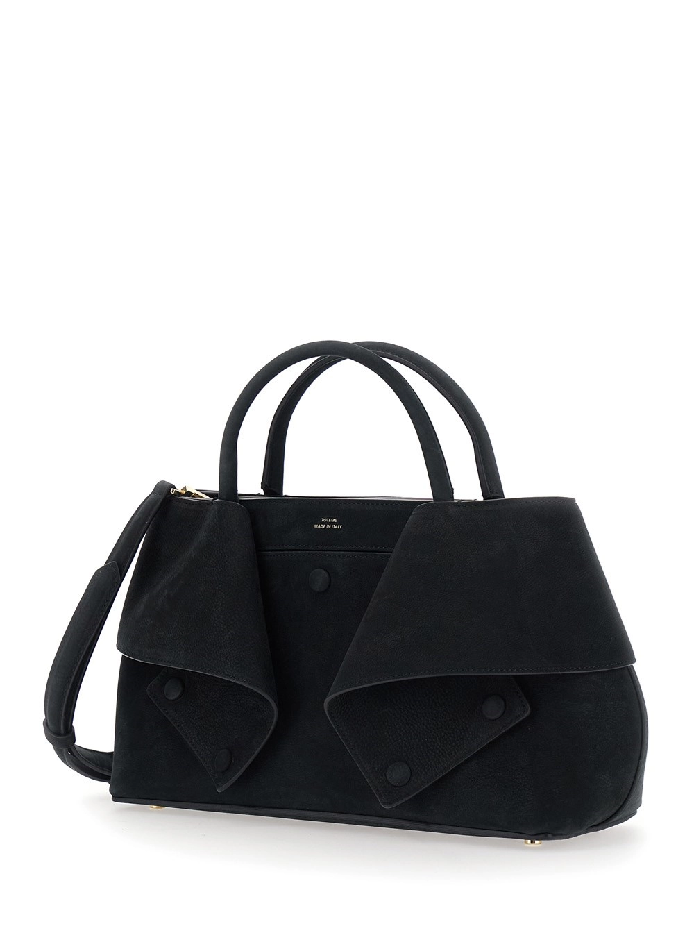 Toteme Borsa Small Mercer nubuck tote con manici e scomparti in nubuck, colore nero, donna, view 2