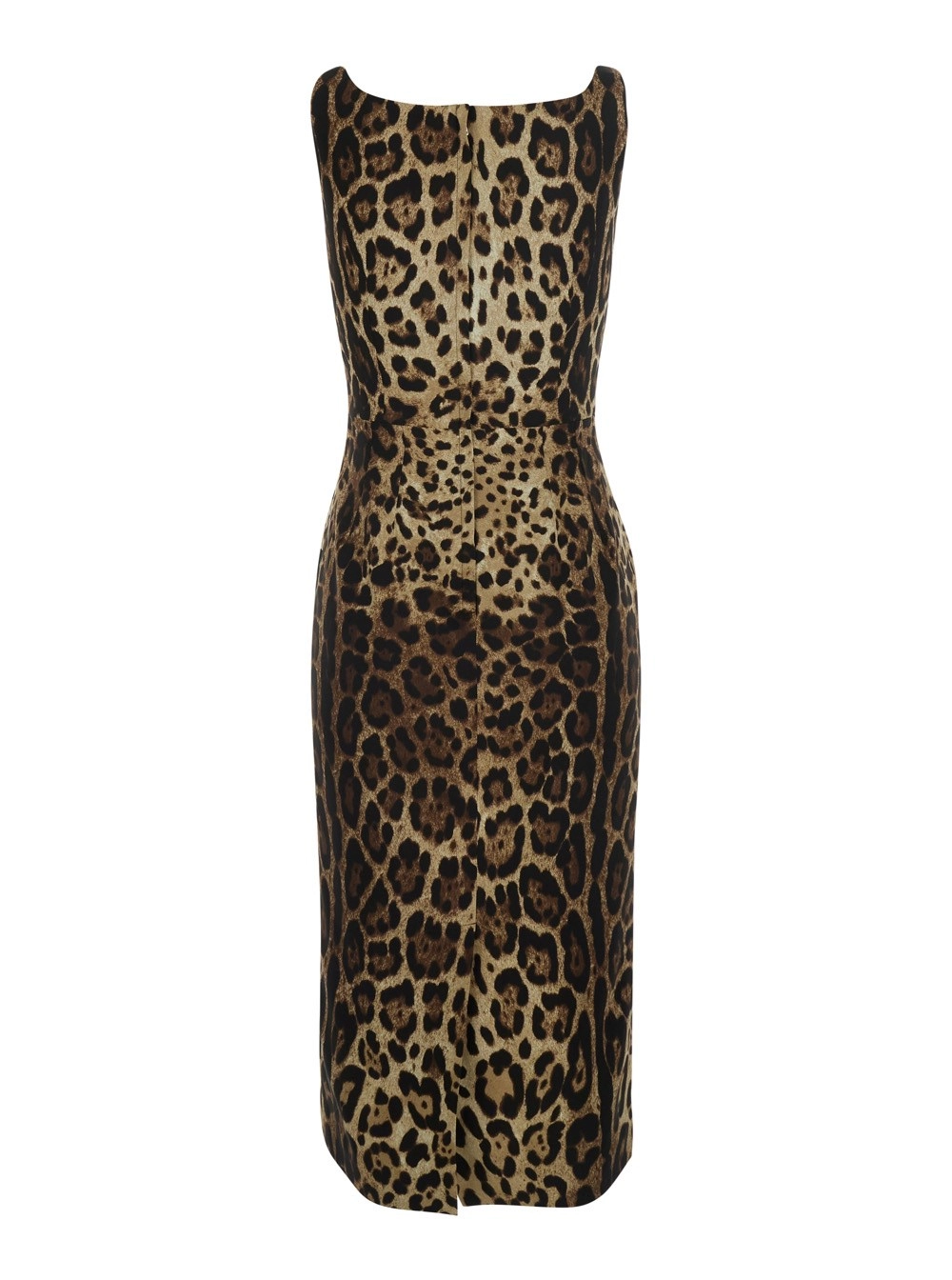 Dolce & Gabbana Abito Midi Smanicato con Stampa Animalier All-Over in Seta Stretch Marrone Donna, view 2