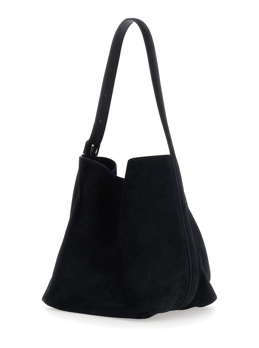 Toteme Medium Belted suede tote con dettagli in camoscio nero per donna, view 2