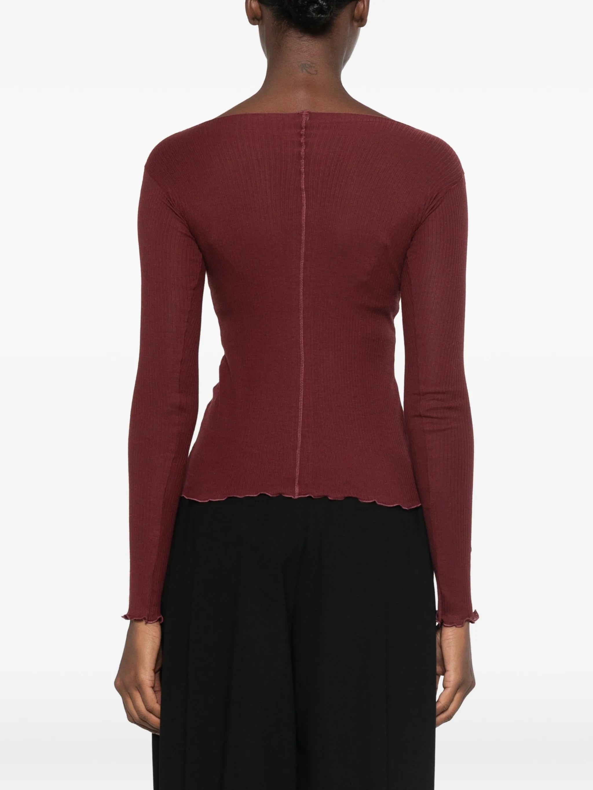 Baserange Baserange Ribbed-knit Boat-neck T-shirt, view 2