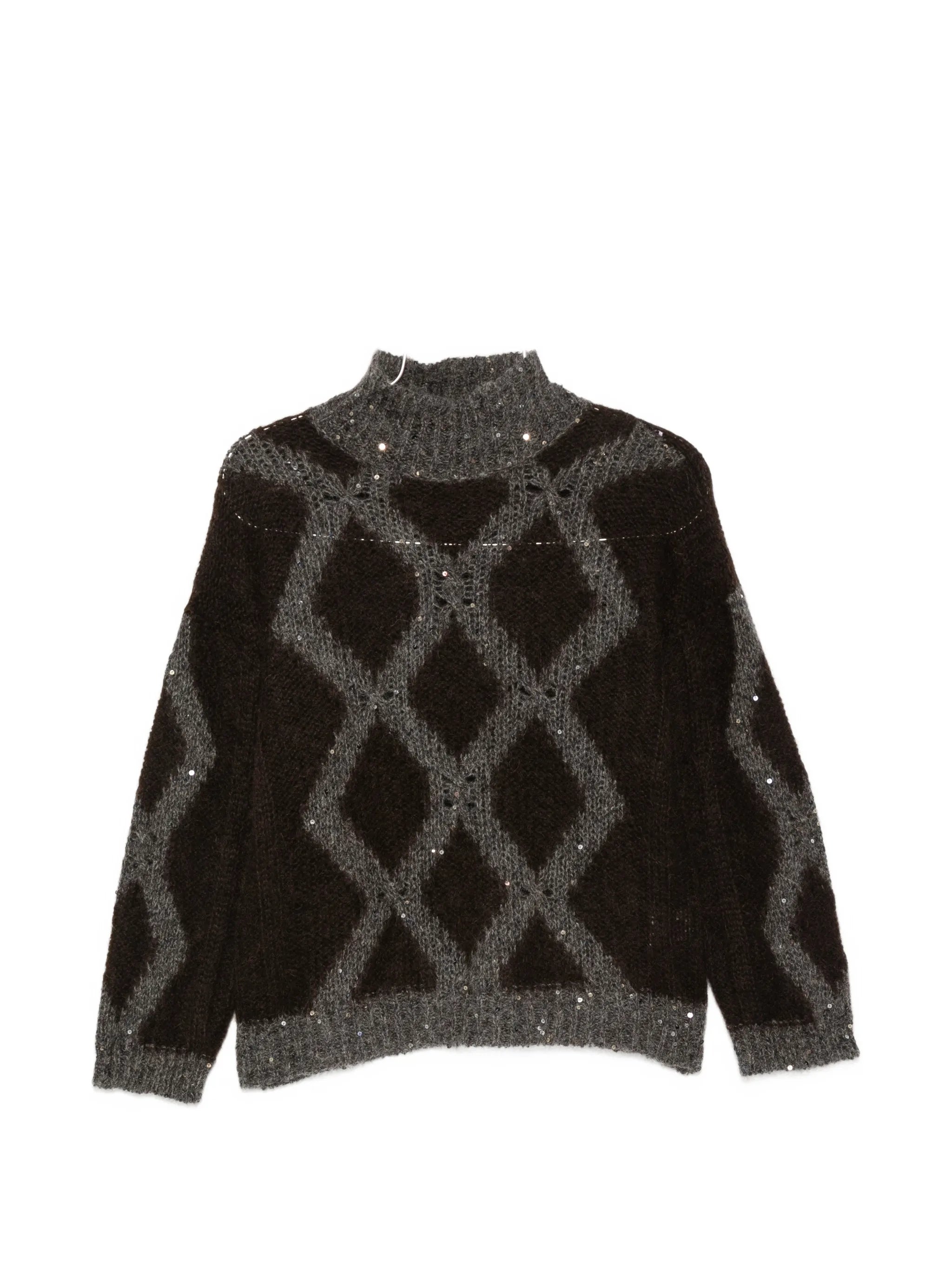 Panicale Panicale Argyle-knit Sequin-embellished Sweater