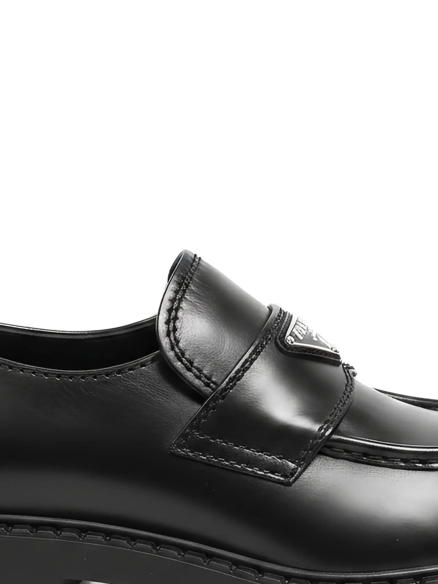 Prada Prada Logo-plaque Leather Loafers, view 2