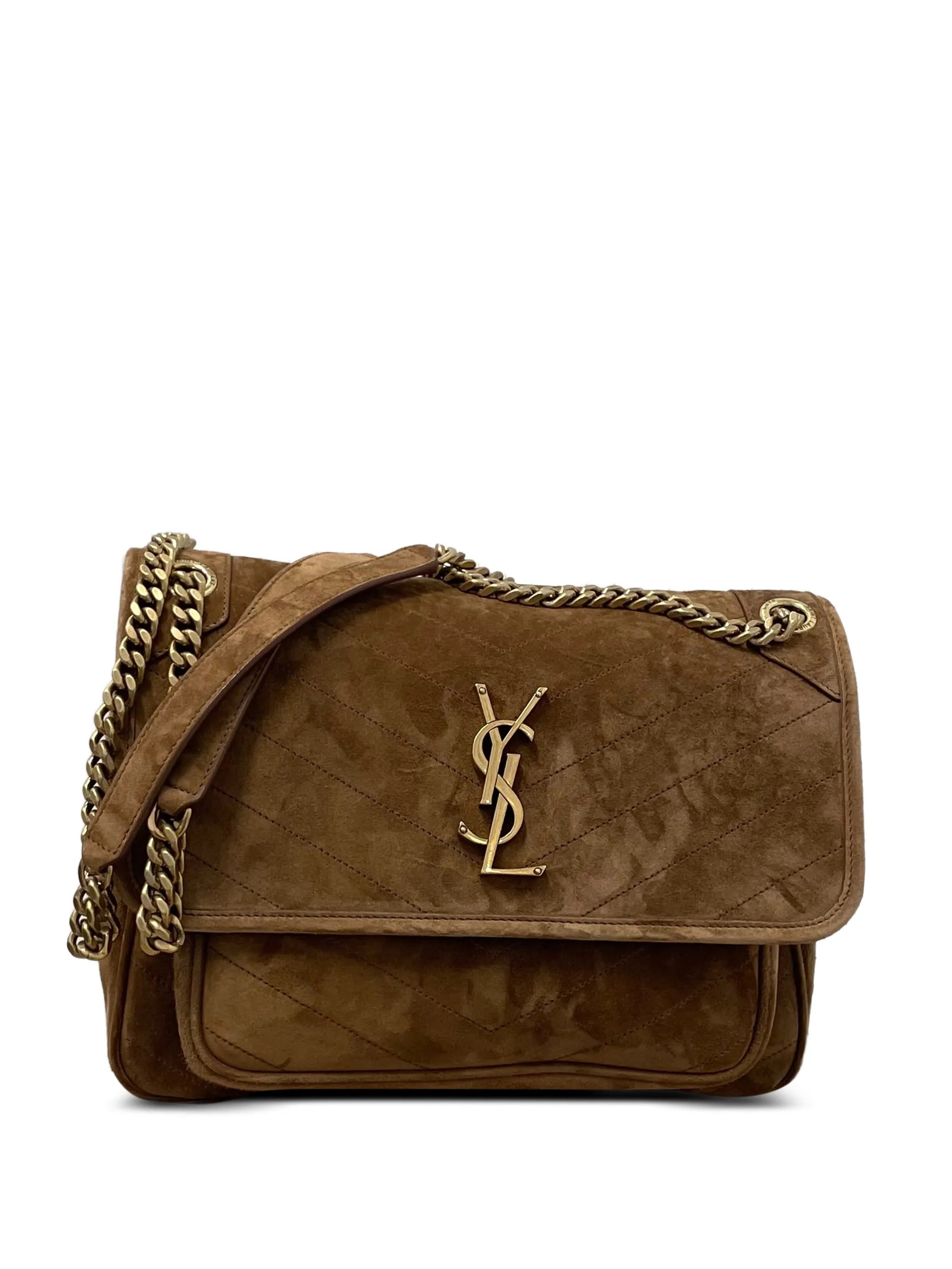 Saint Laurent Saint Laurent Medium Niki Chevron-quilted Suede Shoulder Bag