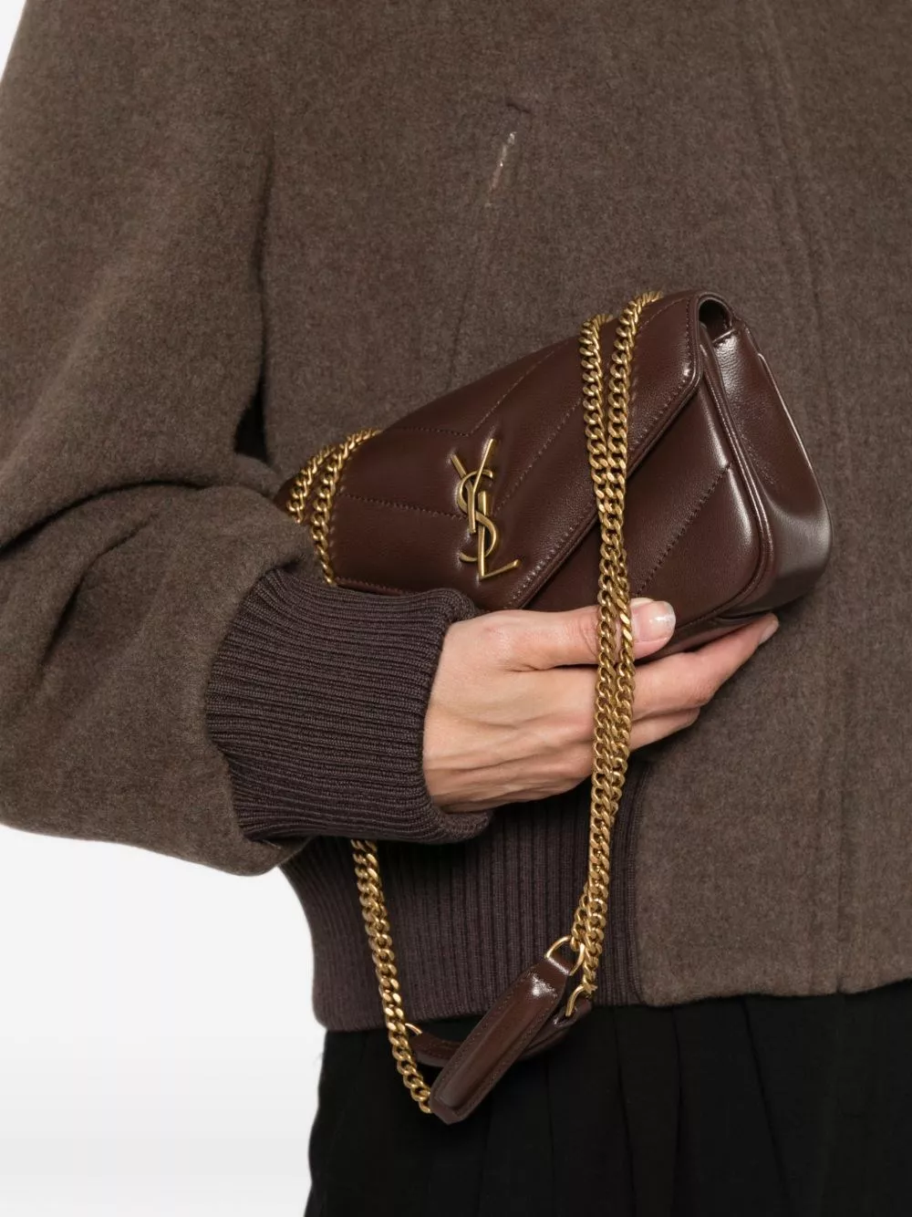 Saint Laurent Borsa a spalla LouLou mini in pelle scamosciata, view 2