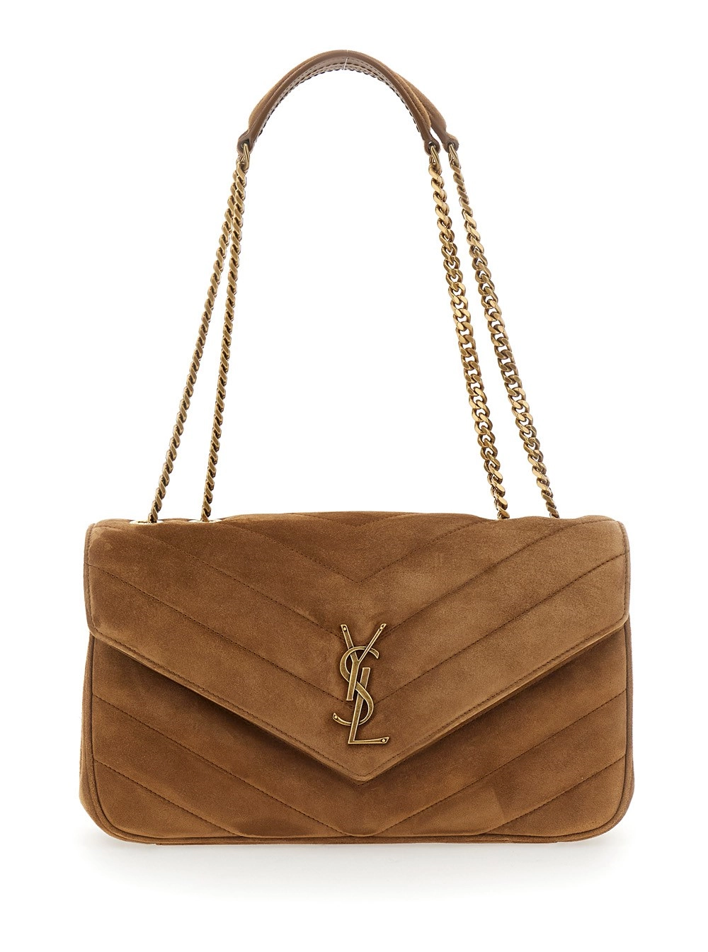Saint Laurent MEDIUM LOULOU CHAIN BAG 7 SUEDE SATIN CALF