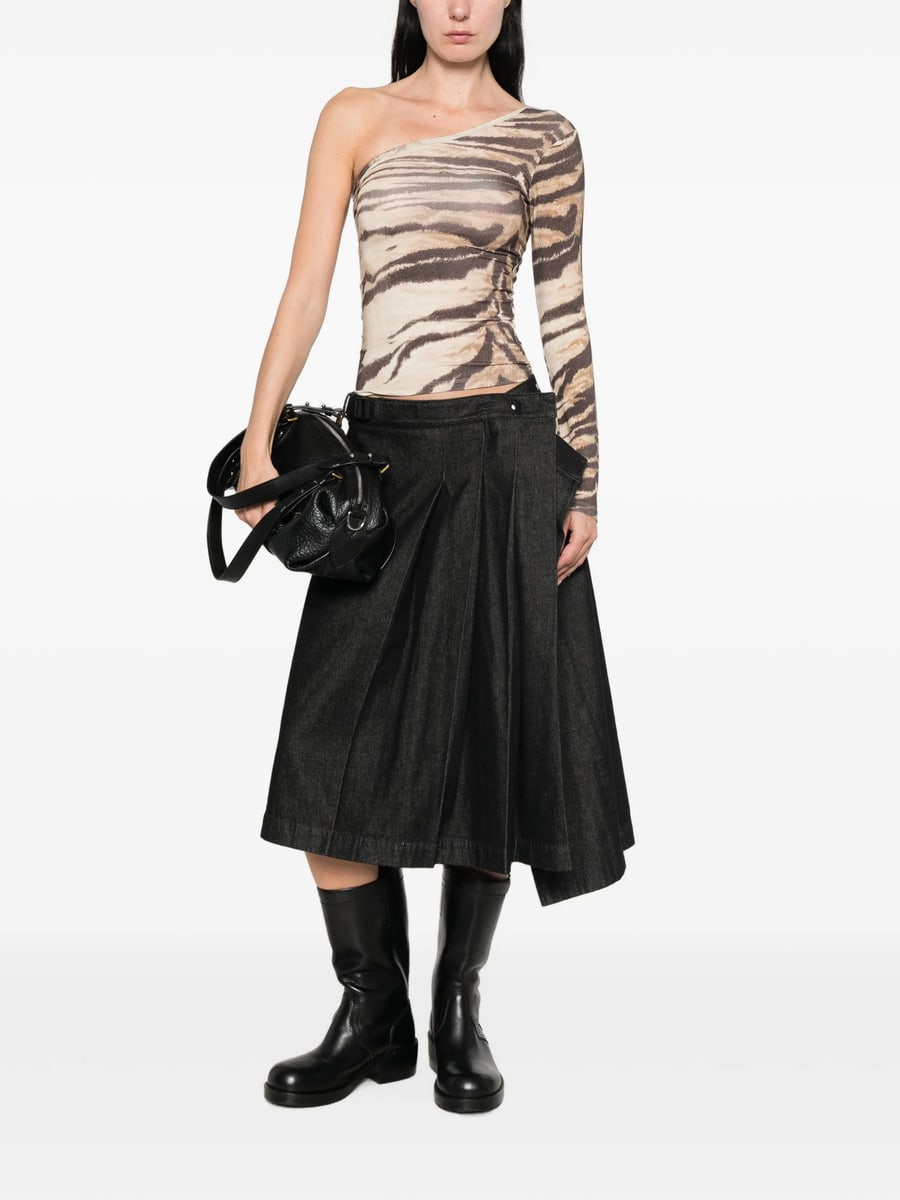 Baserange Baserange Tiger-print One-shoulder Blouse, view 4
