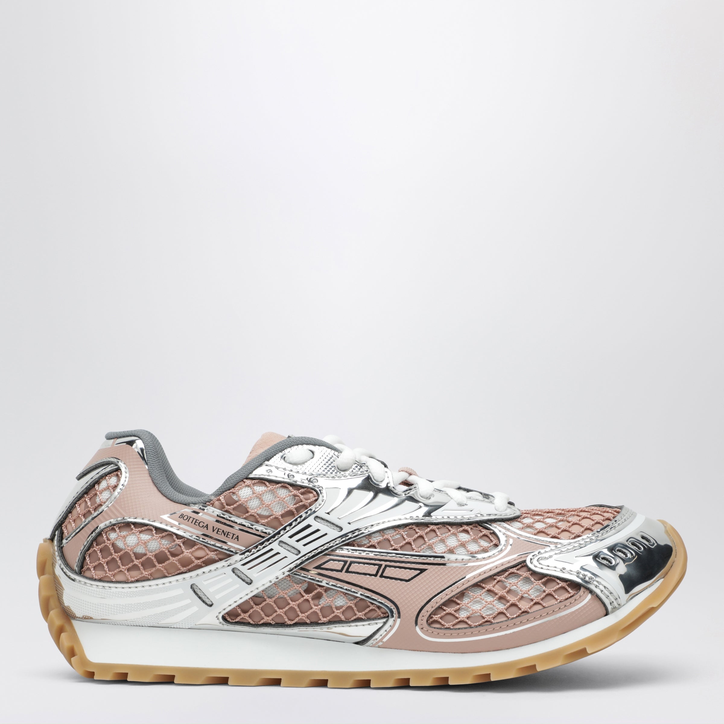Bottega Veneta Sneaker Orbit bianche/rosa in pelle