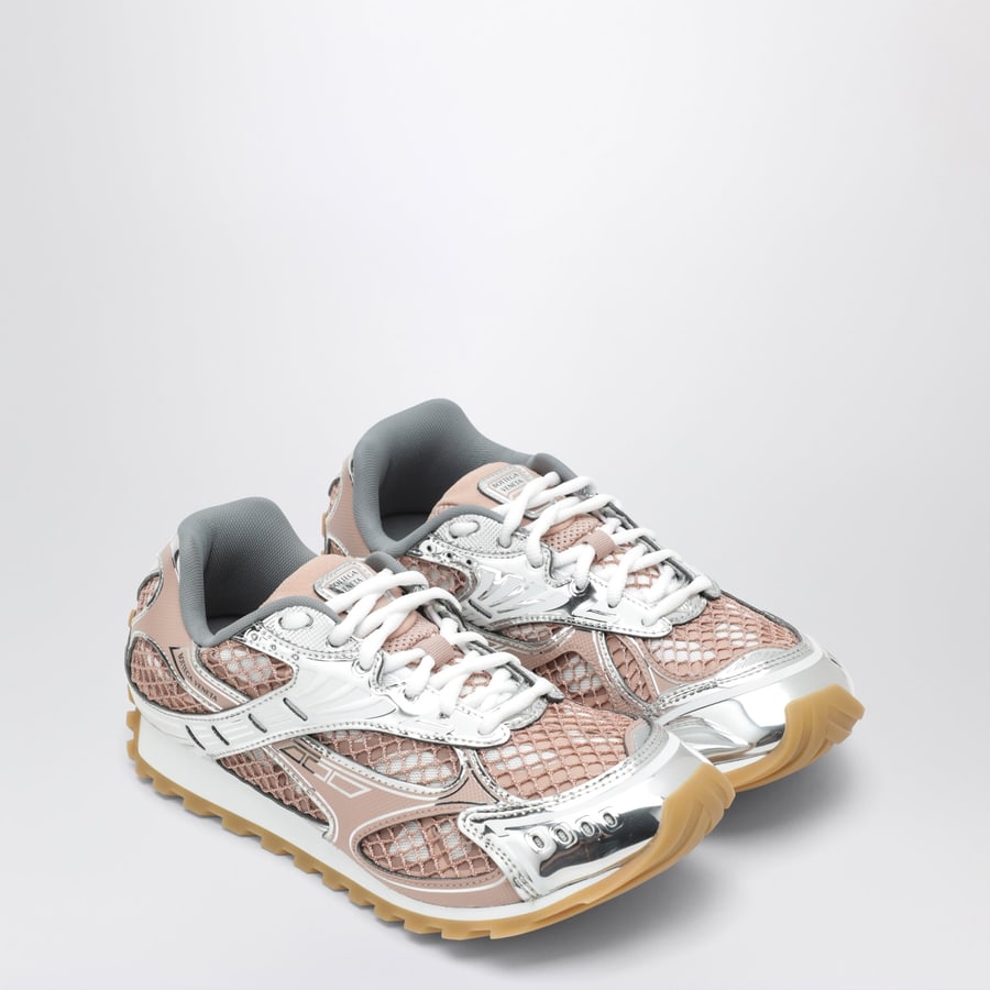 Bottega Veneta Sneaker Orbit bianche/rosa in pelle, view 2