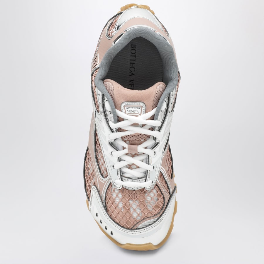 Bottega Veneta Sneaker Orbit bianche/rosa in pelle, view 3