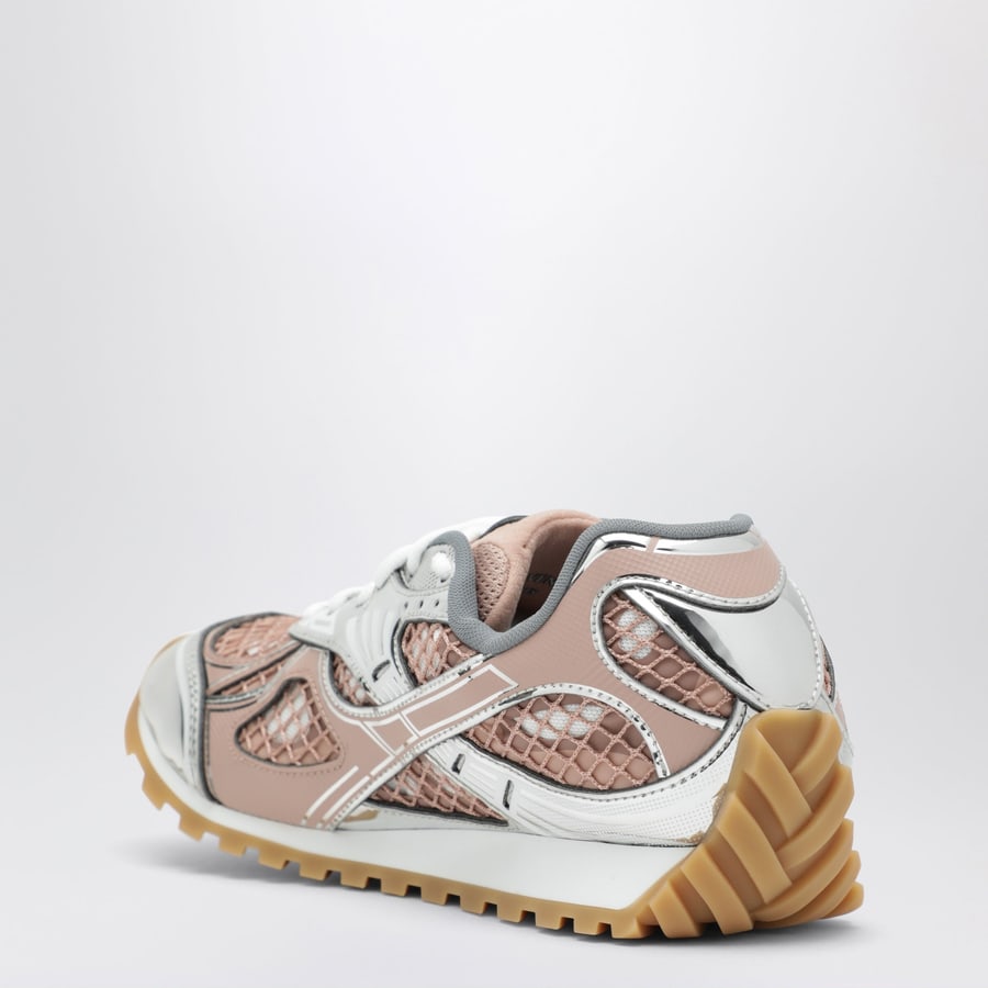 Bottega Veneta Sneaker Orbit bianche/rosa in pelle, view 4