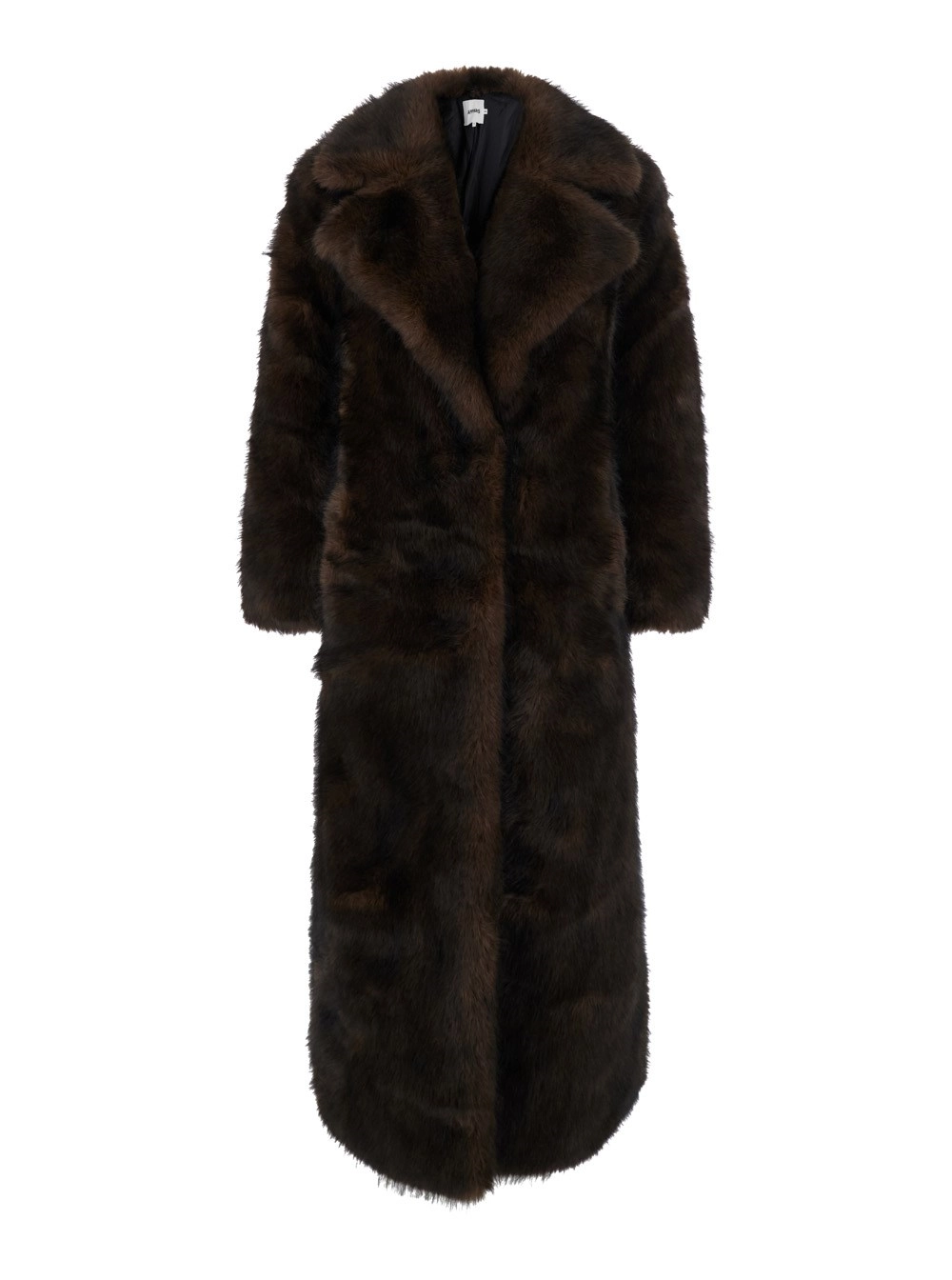 Apparis GABRIELLE SABLE MAXI COAT con collo a revers e tasche laterali in Marrone per donna