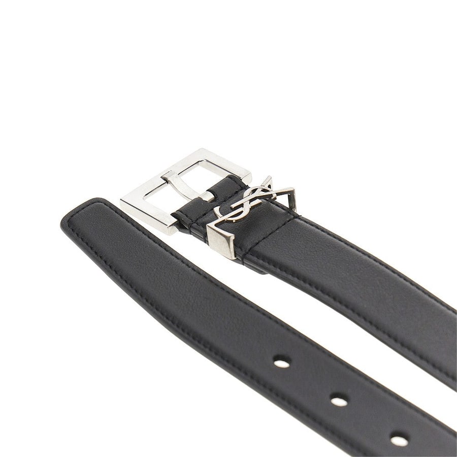 Saint Laurent Cintura in pelle con dettaglio YSL, view 2
