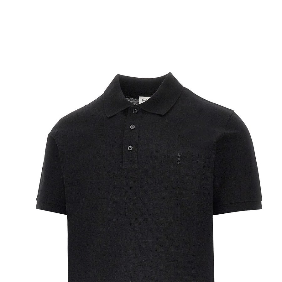 Saint Laurent Polo Boxy con ricamo Cassandre, view 2