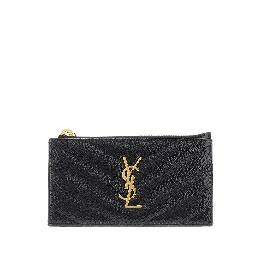 Saint Laurent Pouch portacarte 'Cassandre' in pelle granata