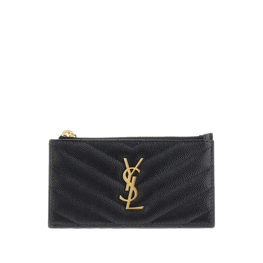 Saint Laurent Pouch portacarte 'Cassandre' in pelle granata
