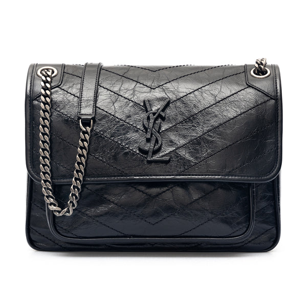 Saint Laurent Borsa Niki media in pelle increspata