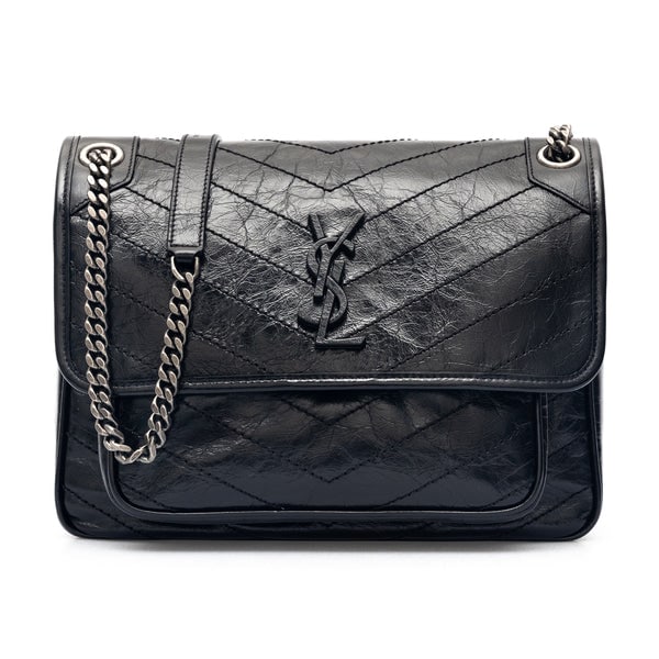 Saint Laurent Borsa Niki media in pelle increspata
