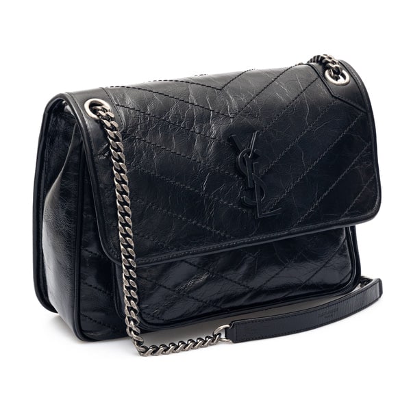 Saint Laurent Borsa Niki media in pelle increspata, view 3