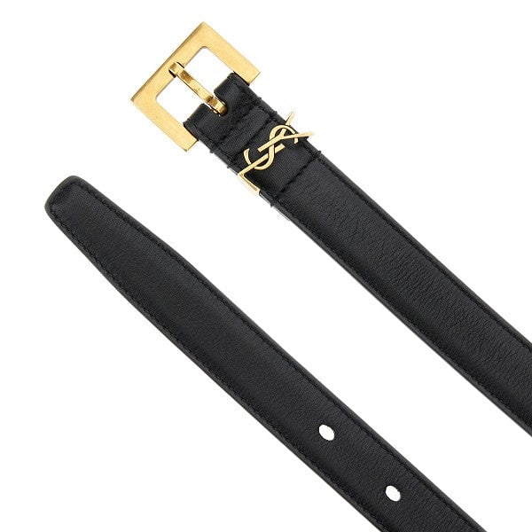 Saint Laurent Cintura in pelle con dettaglio YSL, view 2