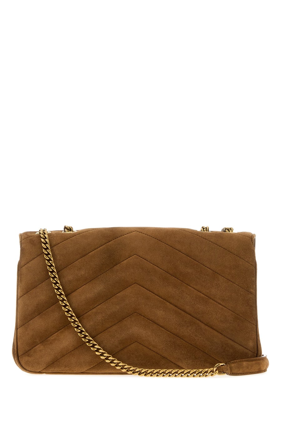 Saint Laurent Borsa a spalla LouLou media in pelle scamosciata caramello, view 3