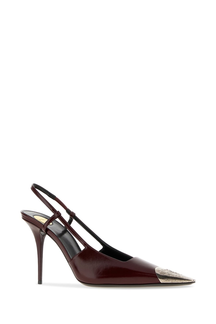 Saint Laurent Scarpe con tacco Jeanne in pelle bordeaux, view 2