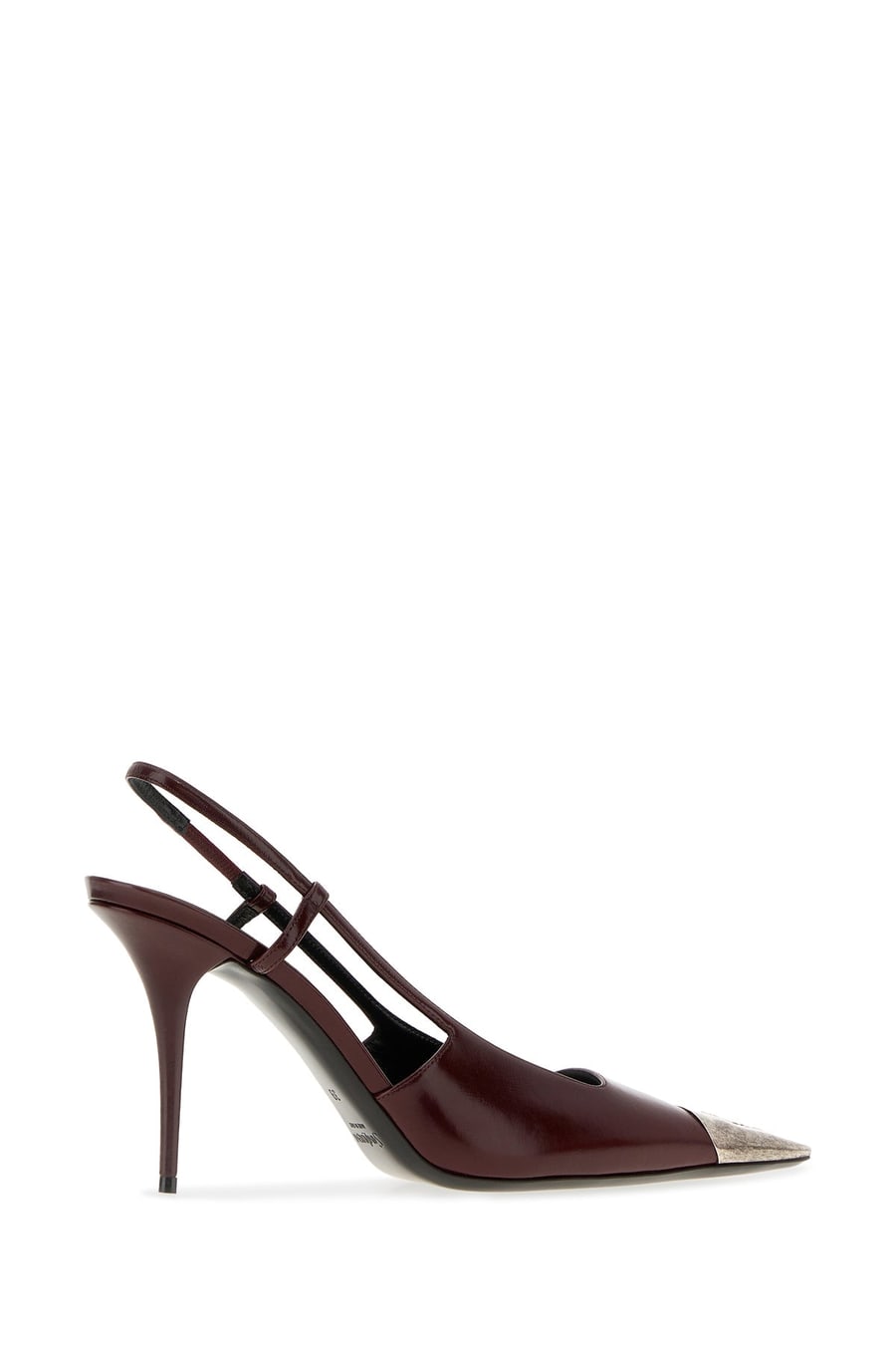 Saint Laurent Scarpe con tacco Jeanne in pelle bordeaux, view 3