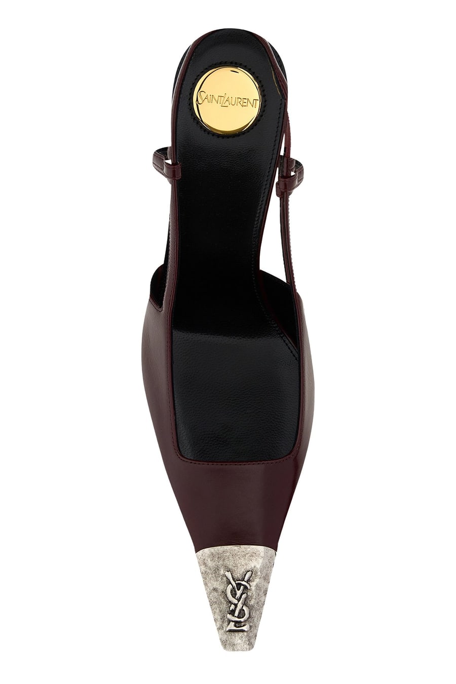 Saint Laurent Scarpe con tacco Jeanne in pelle bordeaux, view 4