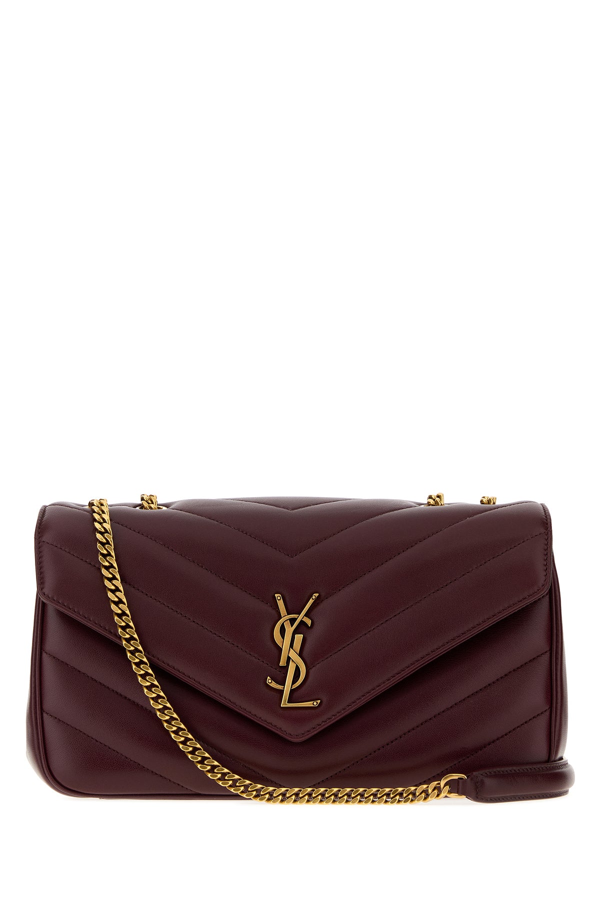 Saint Laurent Borsa a spalla LouLou media in pelle bordeaux