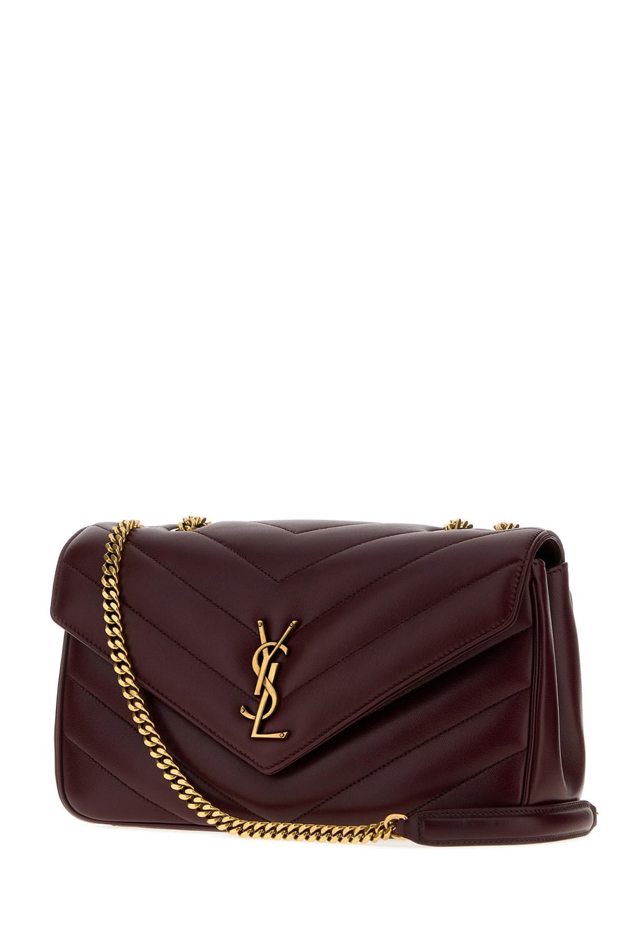 Saint Laurent Borsa a spalla LouLou media in pelle bordeaux, view 2