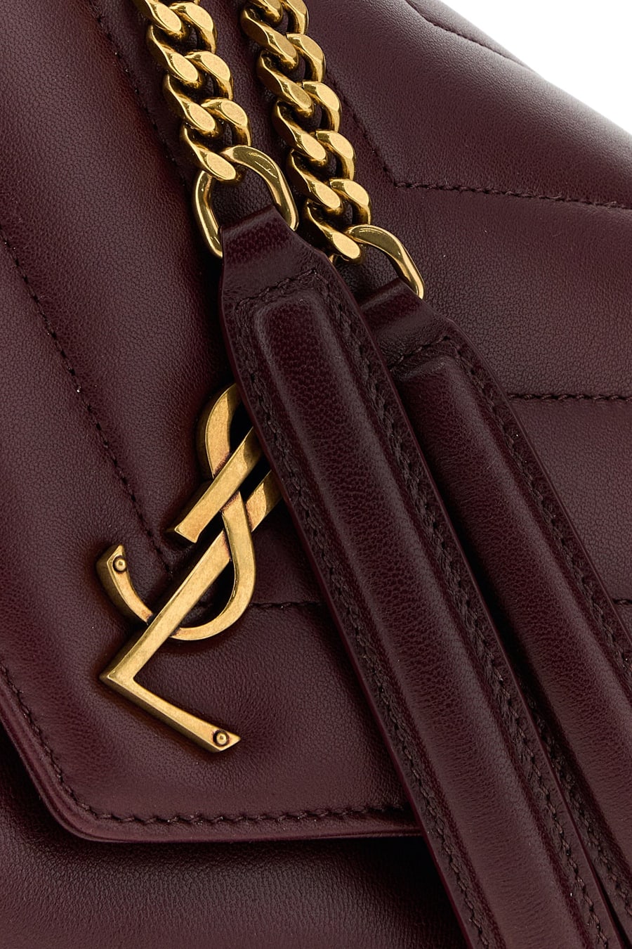 Saint Laurent Borsa a spalla LouLou media in pelle bordeaux, view 4