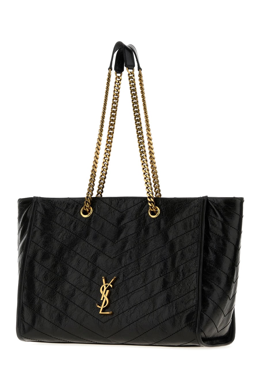 Saint Laurent Borsa shopping Niki in pelle nera, view 2