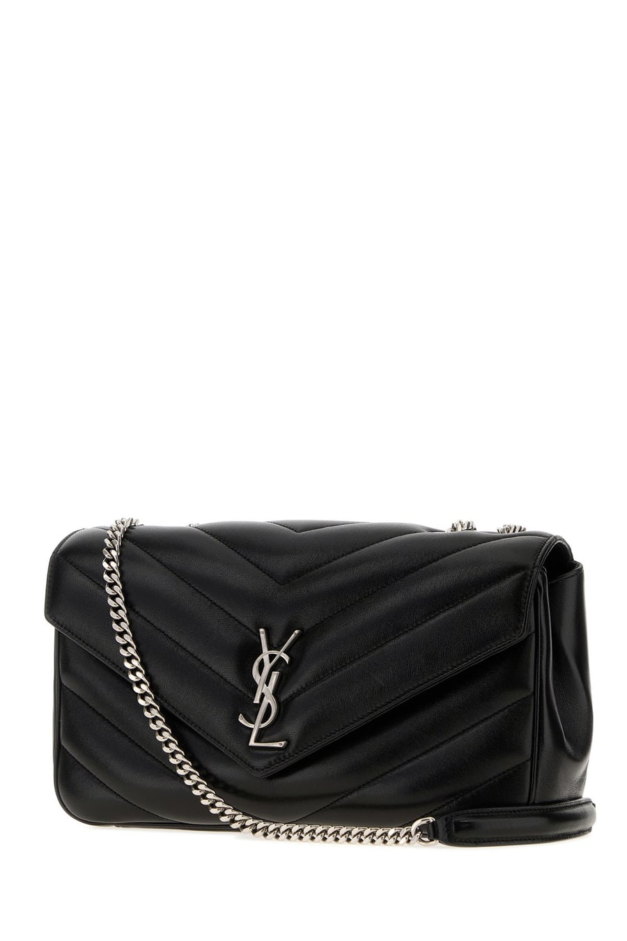 Saint Laurent Borsa a spalla LouLou media in pelle nera, view 2