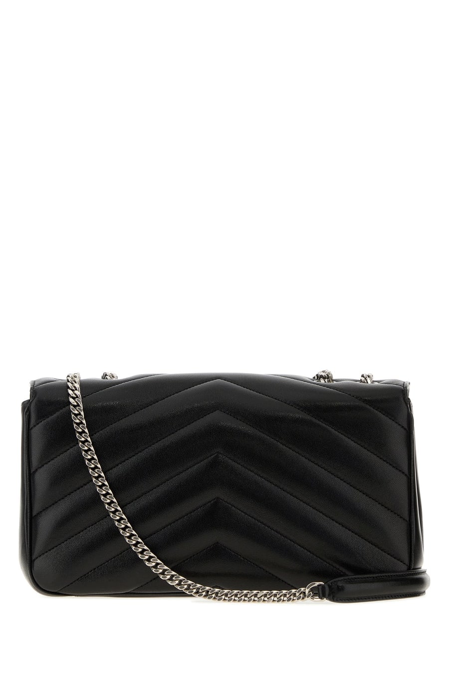 Saint Laurent Borsa a spalla LouLou media in pelle nera, view 3