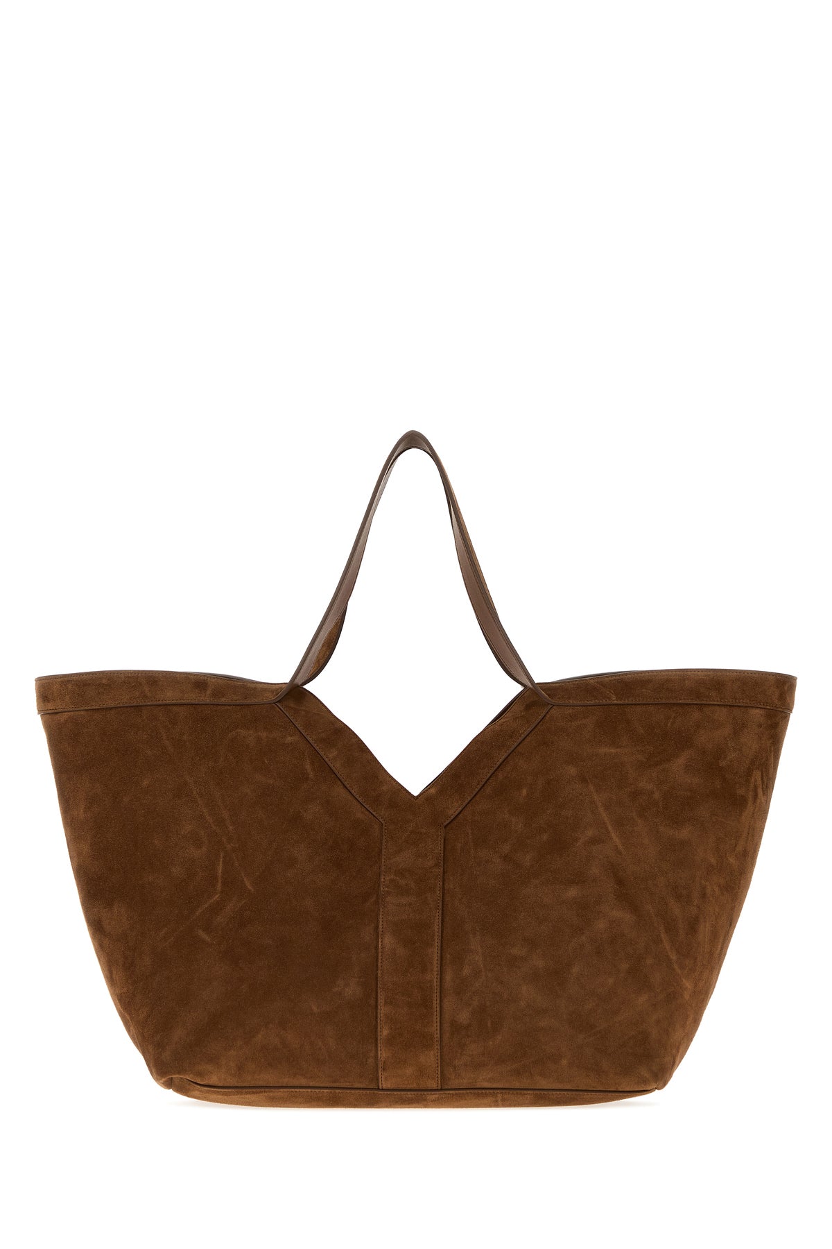 Saint Laurent Borsa shopping Y in pelle scamosciata marrone