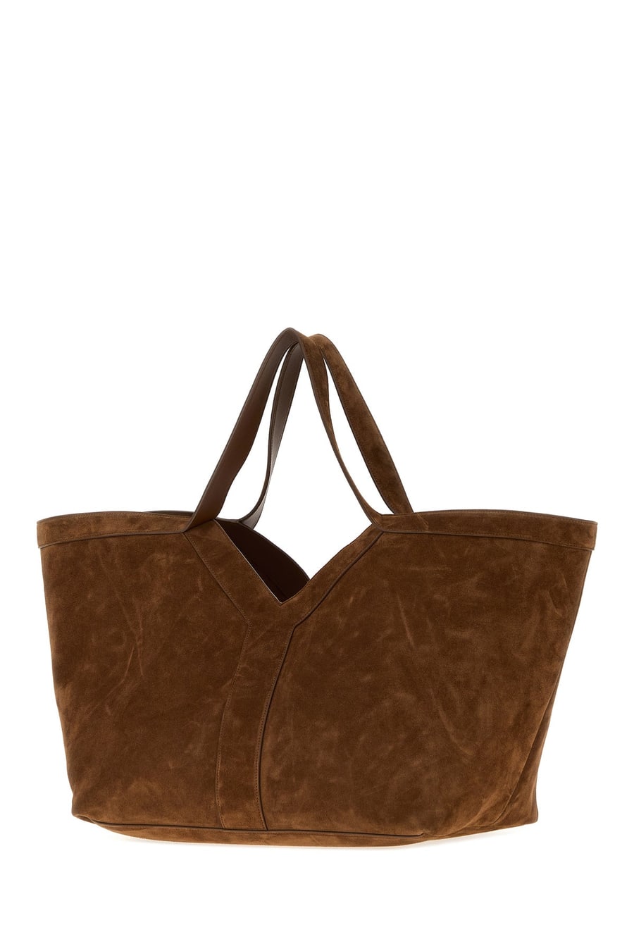 Saint Laurent Borsa shopping Y in pelle scamosciata marrone, view 2