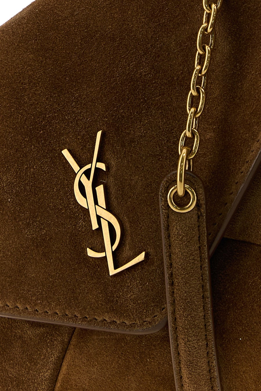 Saint Laurent Borsa a tracolla Cassandre piccola in pelle scamosciata caramello, view 4