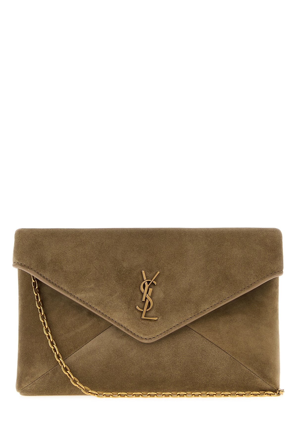 Saint Laurent Borsa a tracolla Cassandre piccola in pelle scamosciata cappuccino