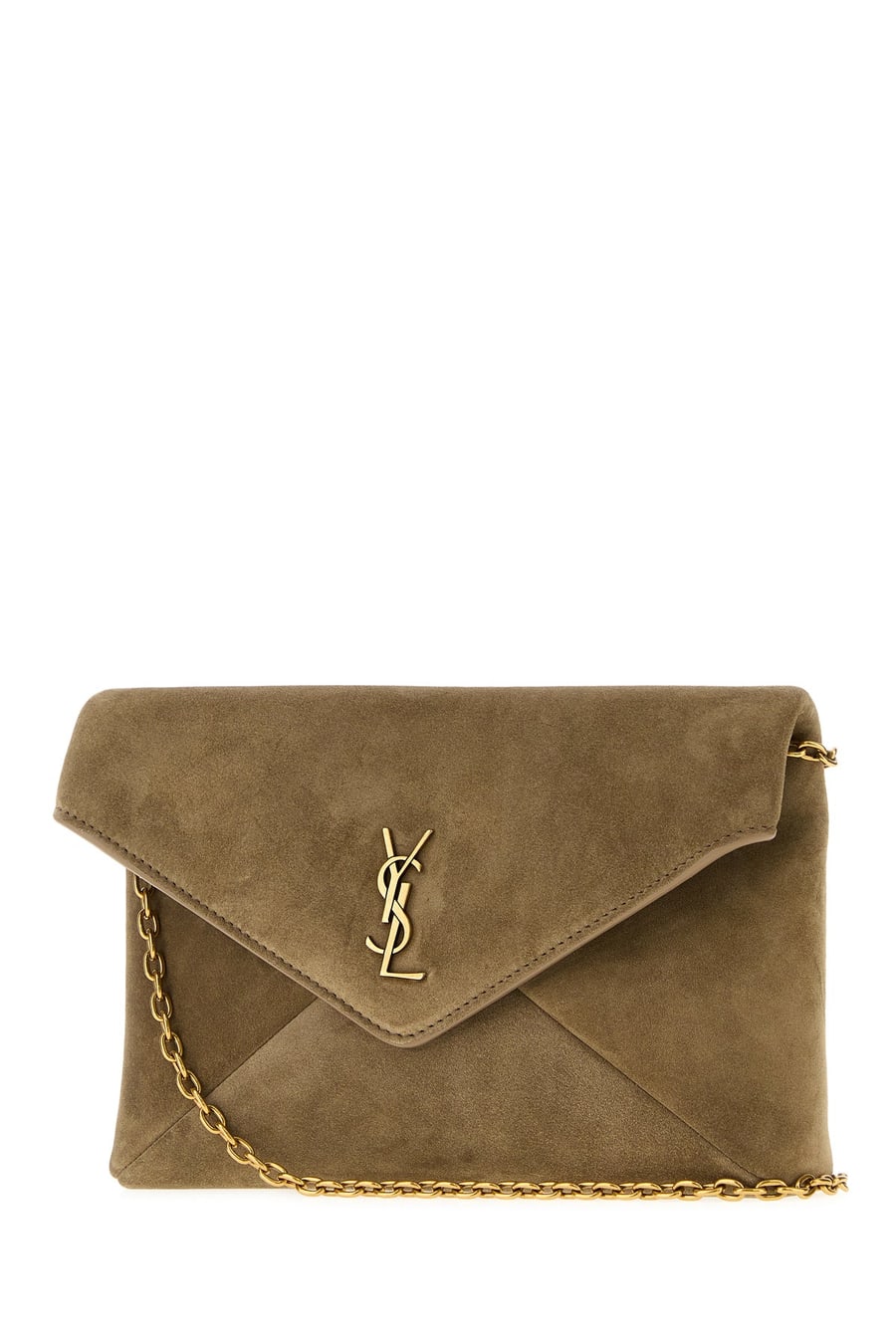 Saint Laurent Borsa a tracolla Cassandre piccola in pelle scamosciata cappuccino, view 2