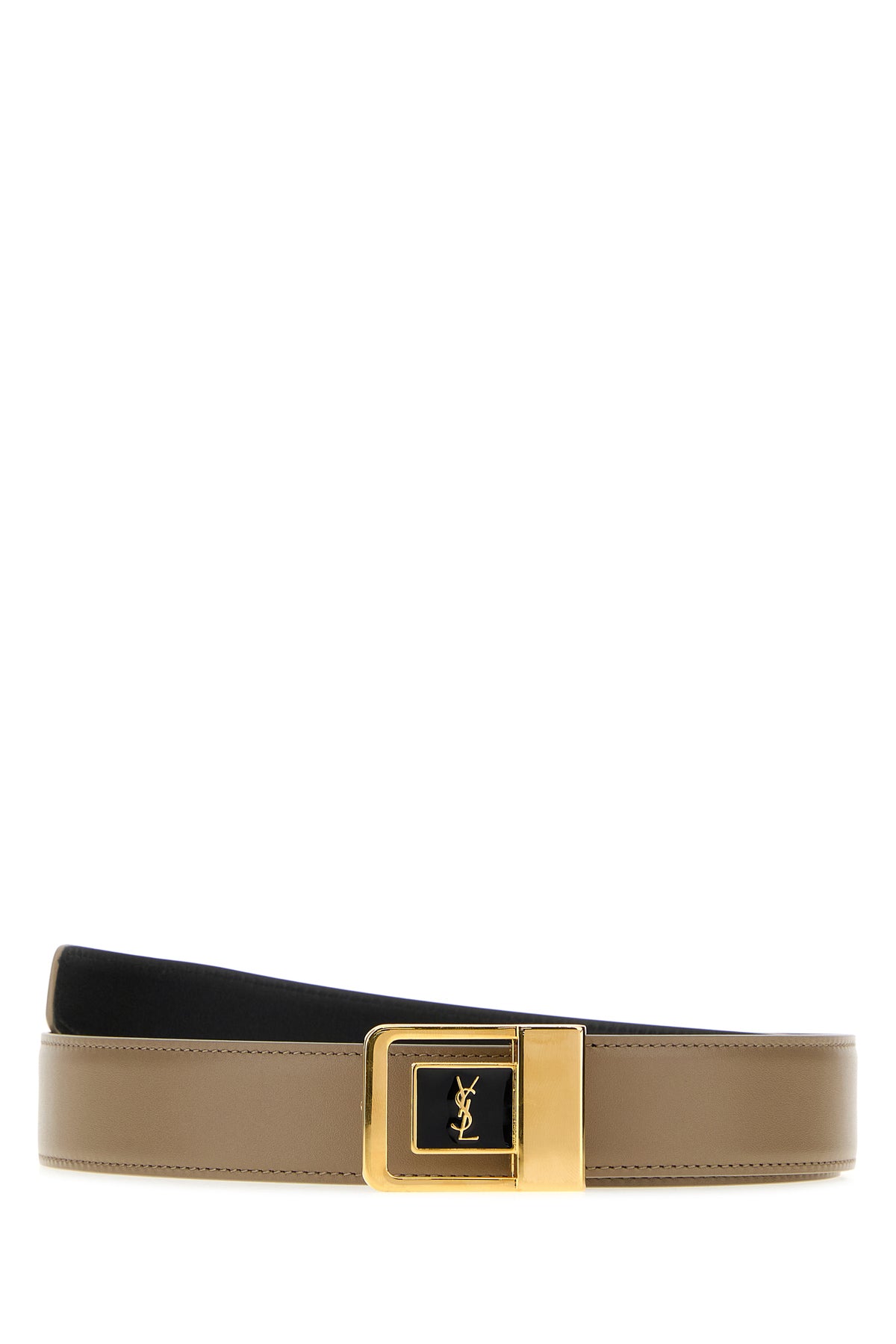 Saint Laurent Cintura in pelle di vitello tortora