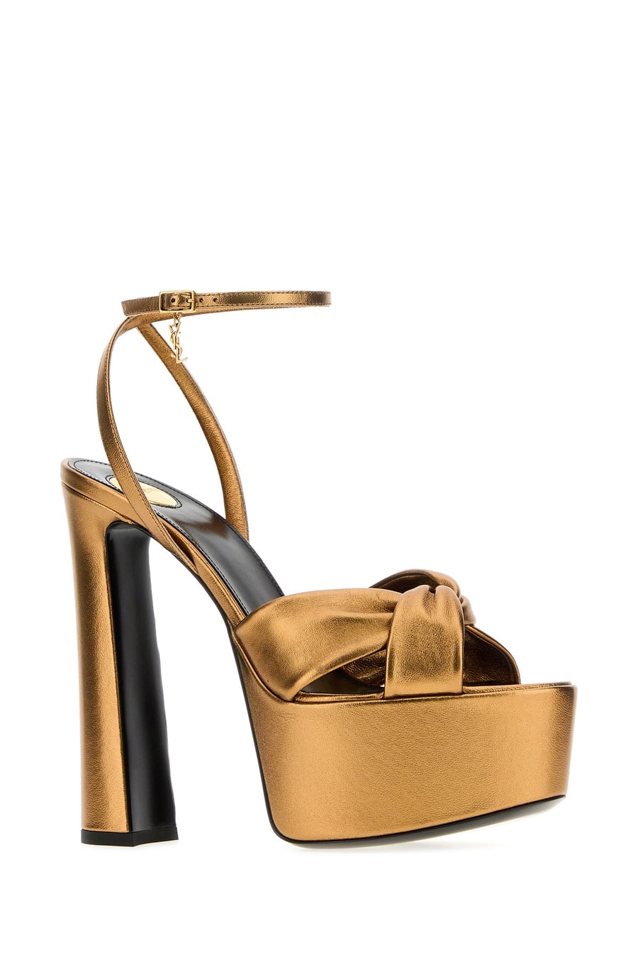 Saint Laurent Sandali Holly in pelle bronzo, view 2