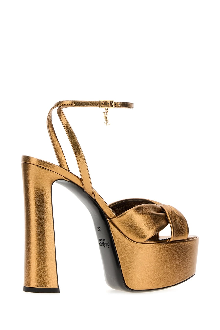 Saint Laurent Sandali Holly in pelle bronzo, view 3