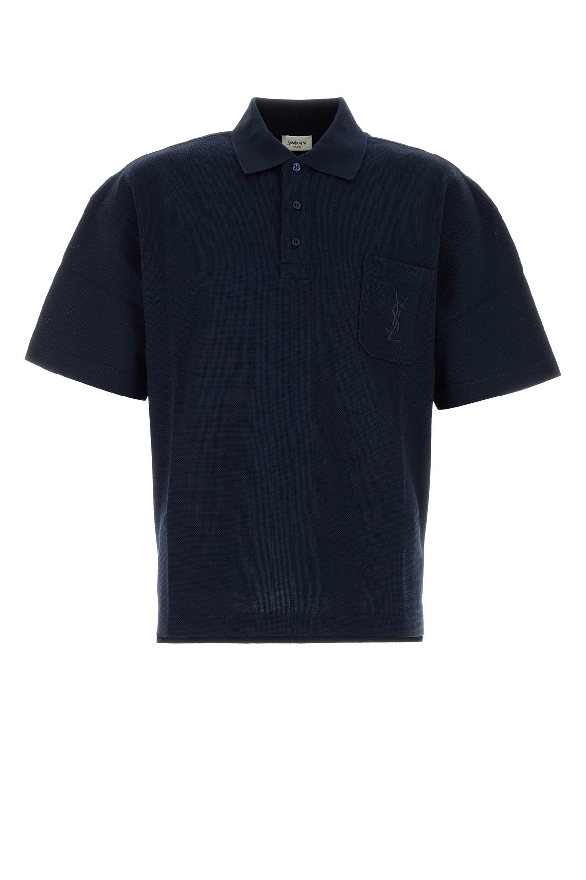 Saint Laurent Polo in piquet blu navy
