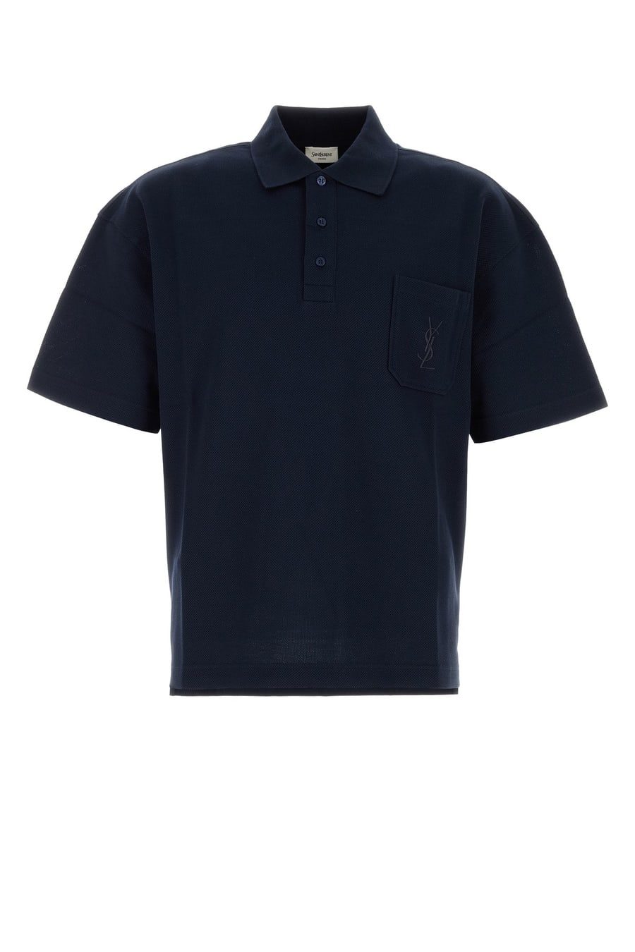 Saint Laurent Polo in piquet blu navy