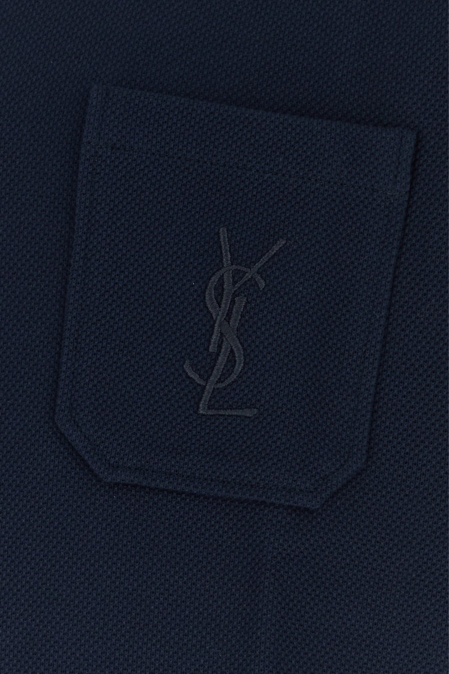 Saint Laurent Polo in piquet blu navy, view 3