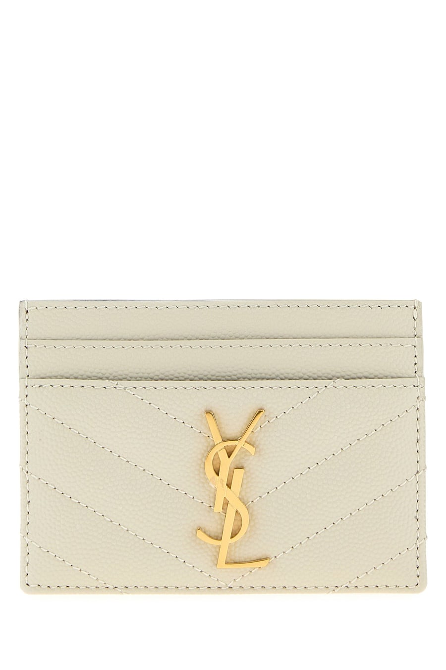 Saint Laurent Portacarte in pelle gesso