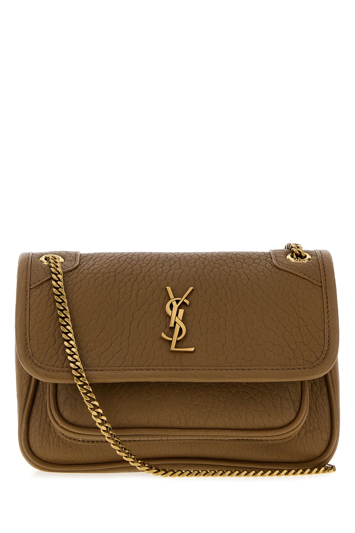 Saint Laurent Borsa a tracolla Niki mini in pelle marrone