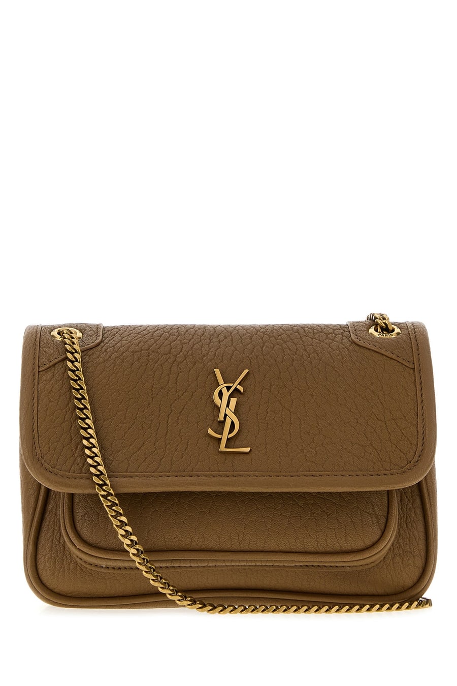 Saint Laurent Borsa a tracolla Niki mini in pelle marrone